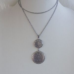 Paparazzi Intricate Silver Medallion Necklace LONG